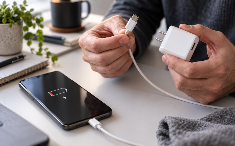 Telefon şarj kablosu ve adaptör kontrolü