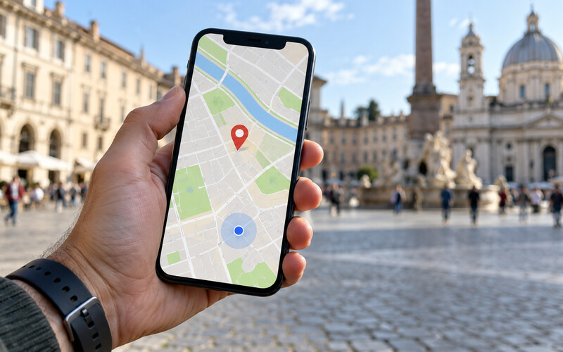 Harita ve konum işaretleri gösteren akıllı telefon