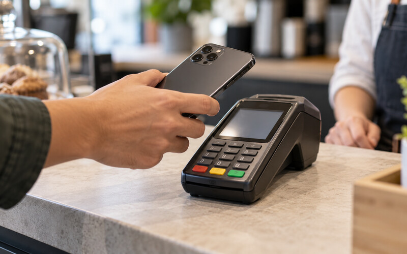 NFC ile temassız işlem yapmaya hazırlanan telefon