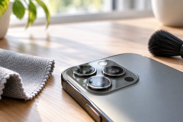Lensleri temizlenen akıllı telefon kamerası