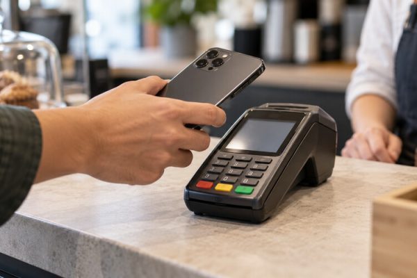 NFC ile temassız işlem yapmaya hazırlanan telefon